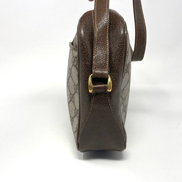 Gucci Vintage GG Monogram Logo PVC Leather Shoulder Bag Beige Brown - Picture 5 of 16